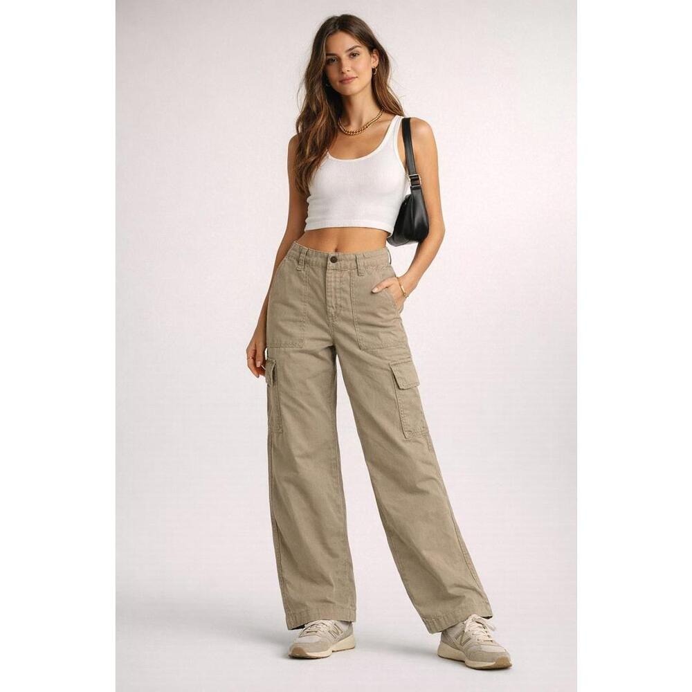 Forever 21 Cargo‎ Pants Utility Cotton Khaki Medium Y2K Streetwear